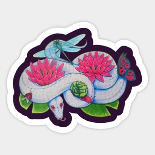 Cute Pond Snake and Friends Sticker